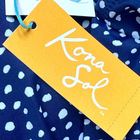 NWT Kona Sol Blue Polka Dot Ruffle Swimsuit - Picture 7 of 9